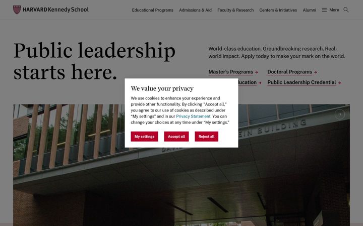 Screenshot of hks.harvard.edu