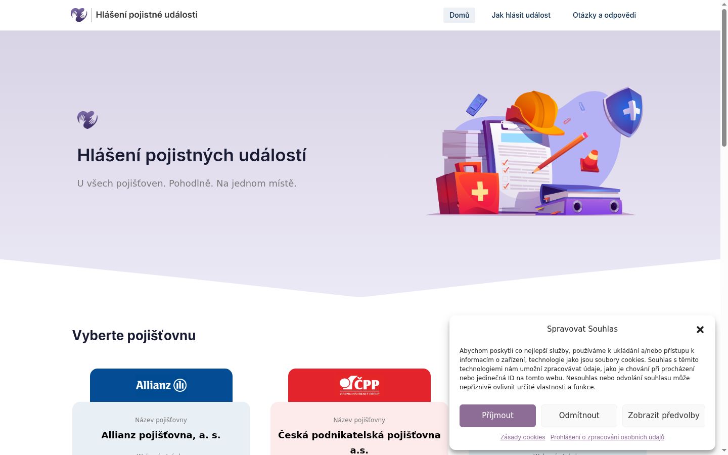 Snímka obrazovky banera súhlasu zobrazeného pred akoukoľvek interakciou