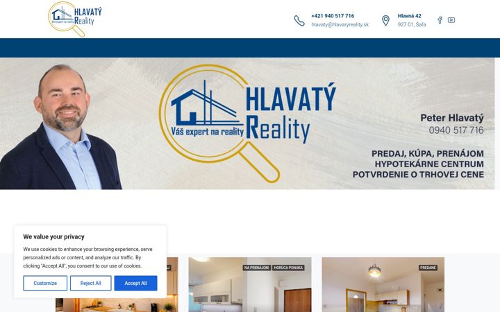 Screenshot of hlavatyreality.sk
