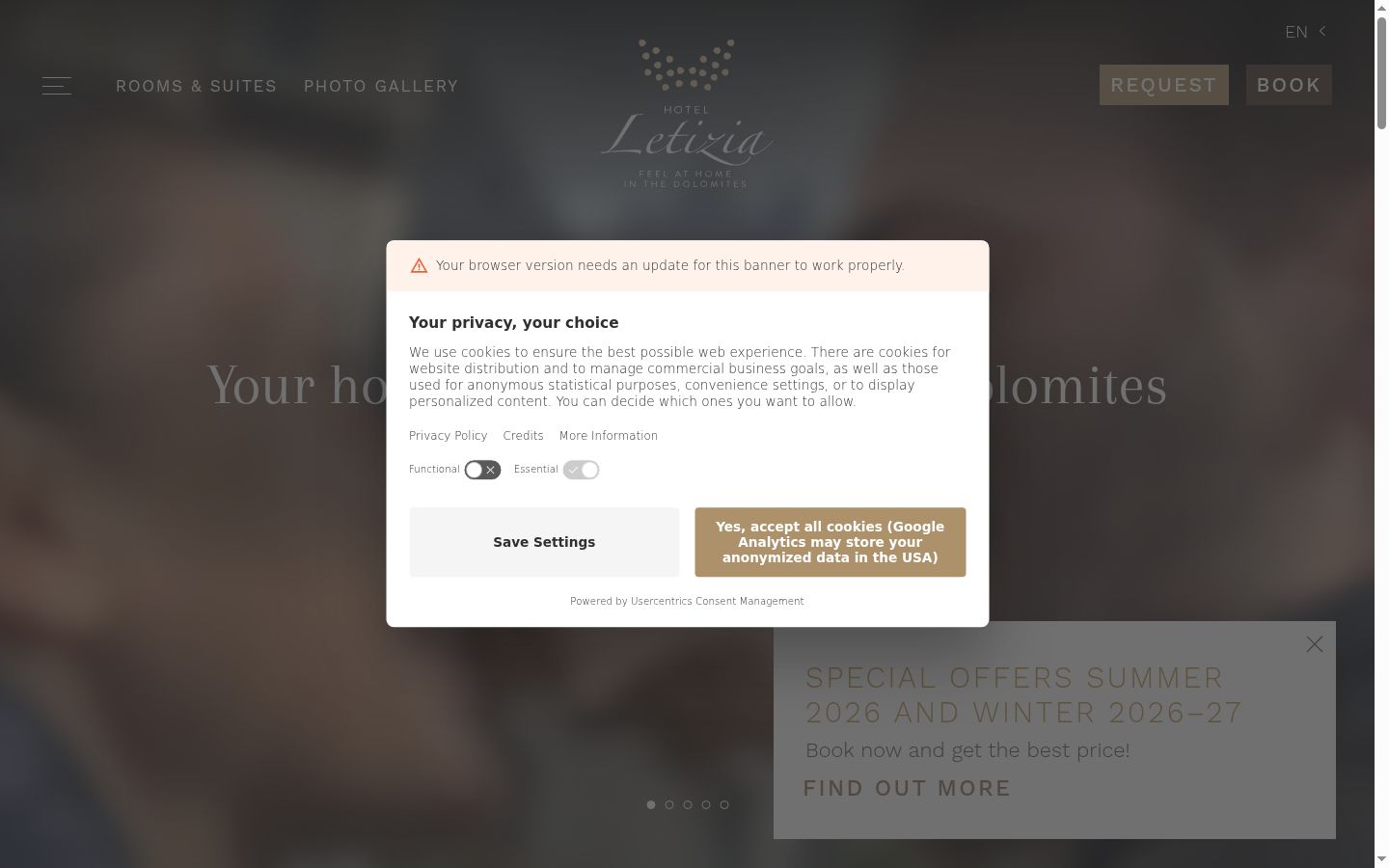 Screenshot of the consent banner shown before any interaction