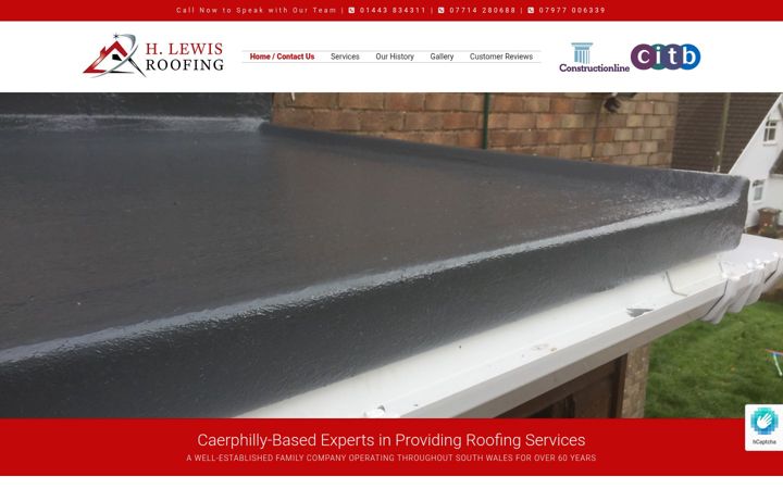 Screenshot of hlewisroofing.co.uk