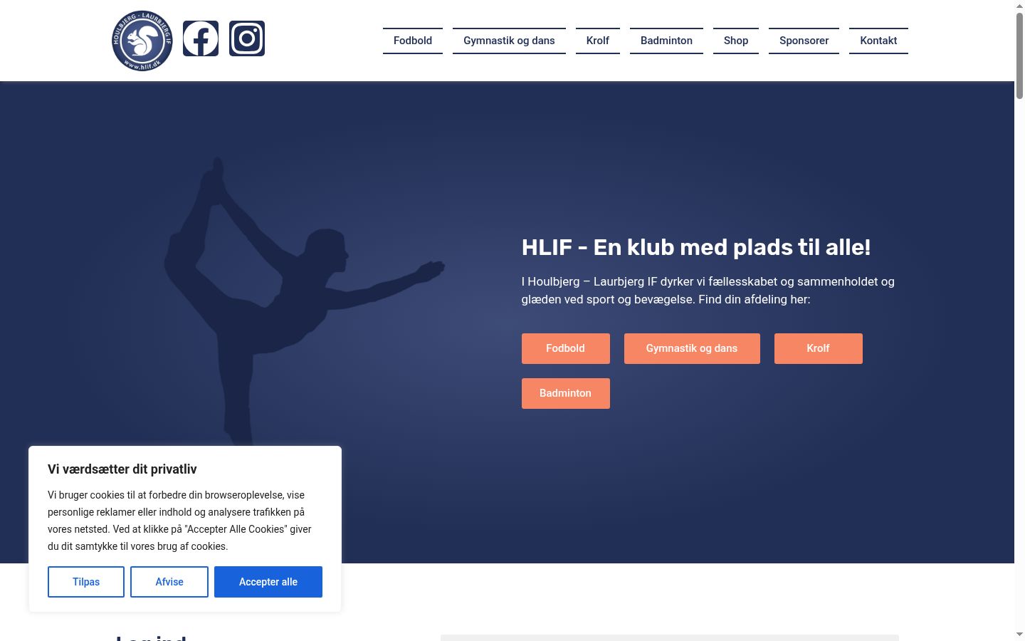 Skærmbillede af samtykkebanneret, som det blev vist før nogen interaktion