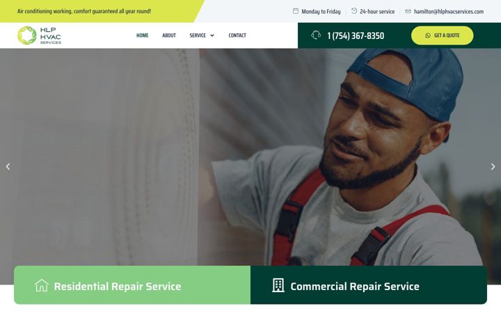 Screenshot of hlphvacservices.com