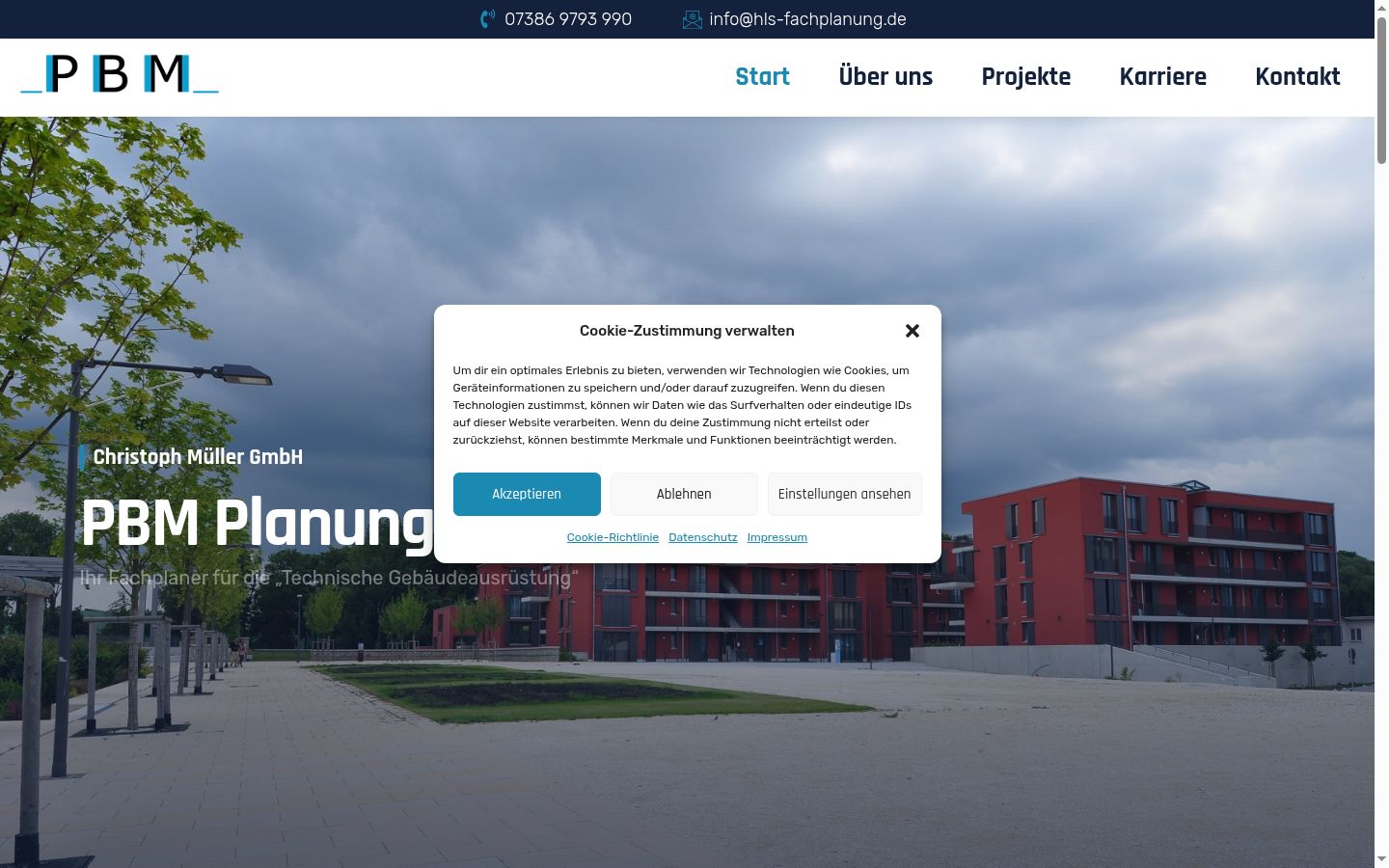 Screenshot of the consent banner shown before any interaction