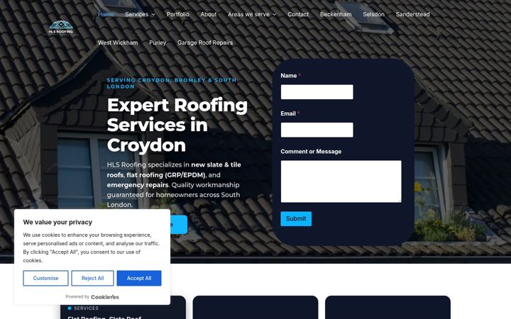 Screenshot of hlsroofing.com