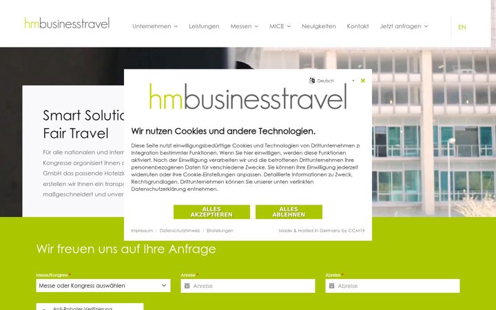 Screenshot of hm-businesstravel.com