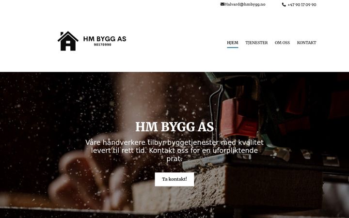 Screenshot of hm-bygg.no