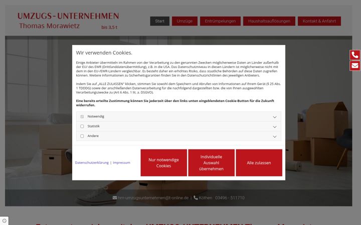 Screenshot of hm-umzugsunternehmen.de