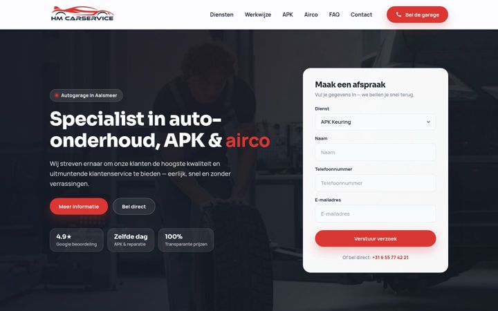 Screenshot of hmcarservice.nl