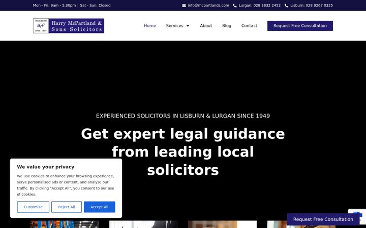 Screenshot of hmcpartlandandsons.co.uk
