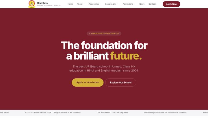 Screenshot of hmdayalhsschool.com
