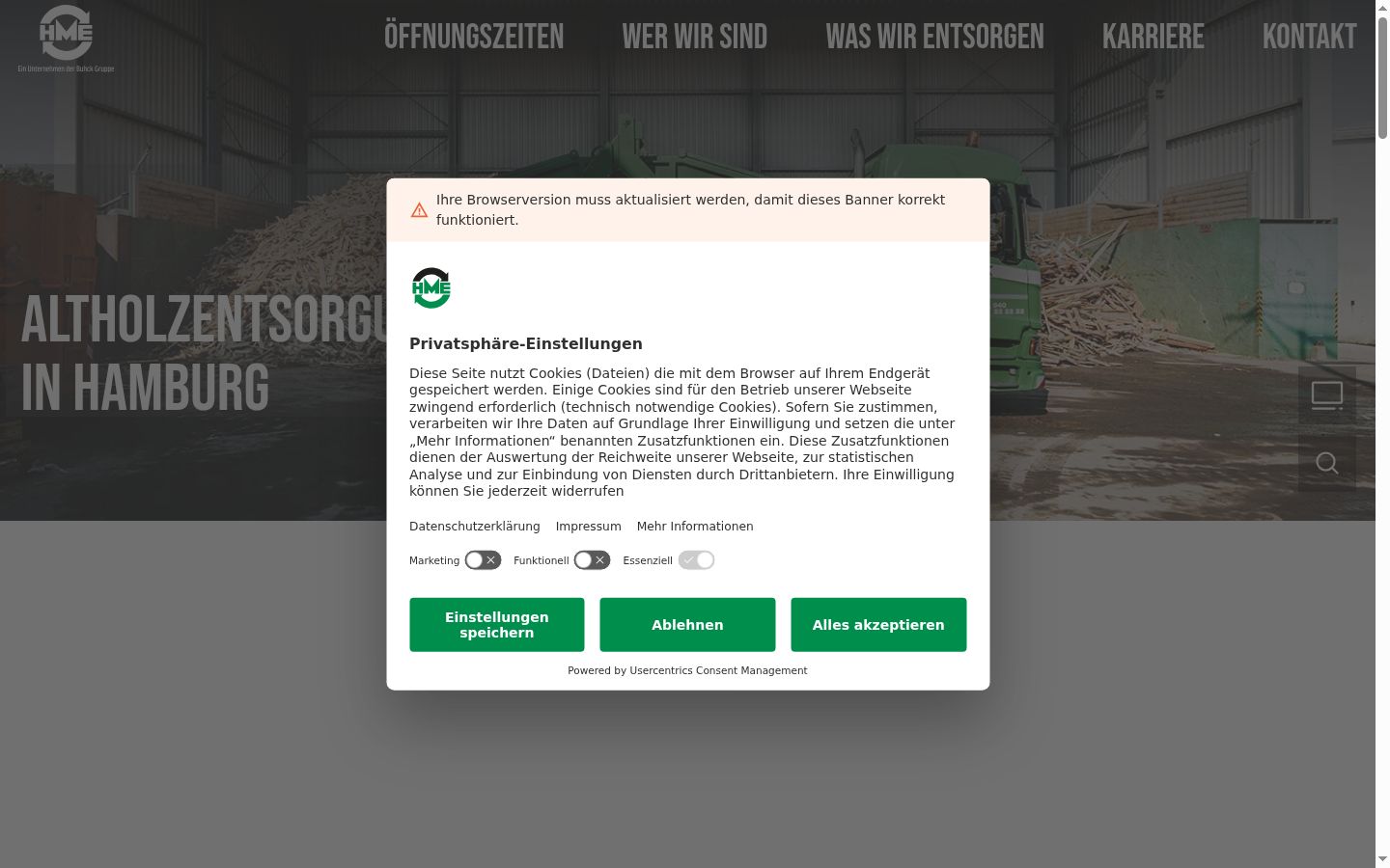 Snímka obrazovky banera súhlasu zobrazeného pred akoukoľvek interakciou