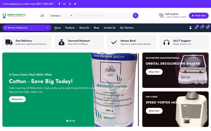 Screenshot of hmfbioproducts.com