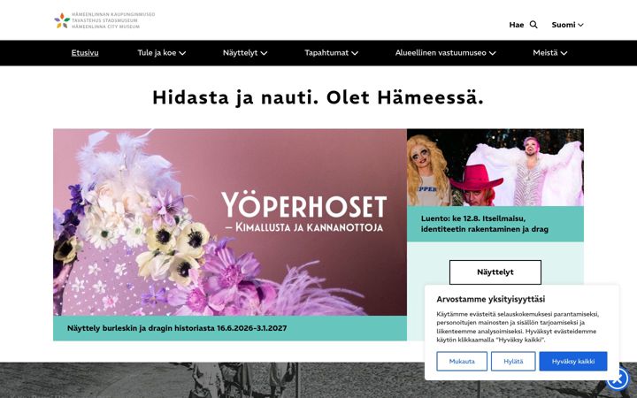 Screenshot of hmlmuseo.fi