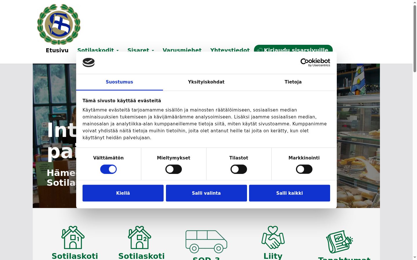 Captura de ecrã do banner de consentimento apresentado antes de qualquer interação
