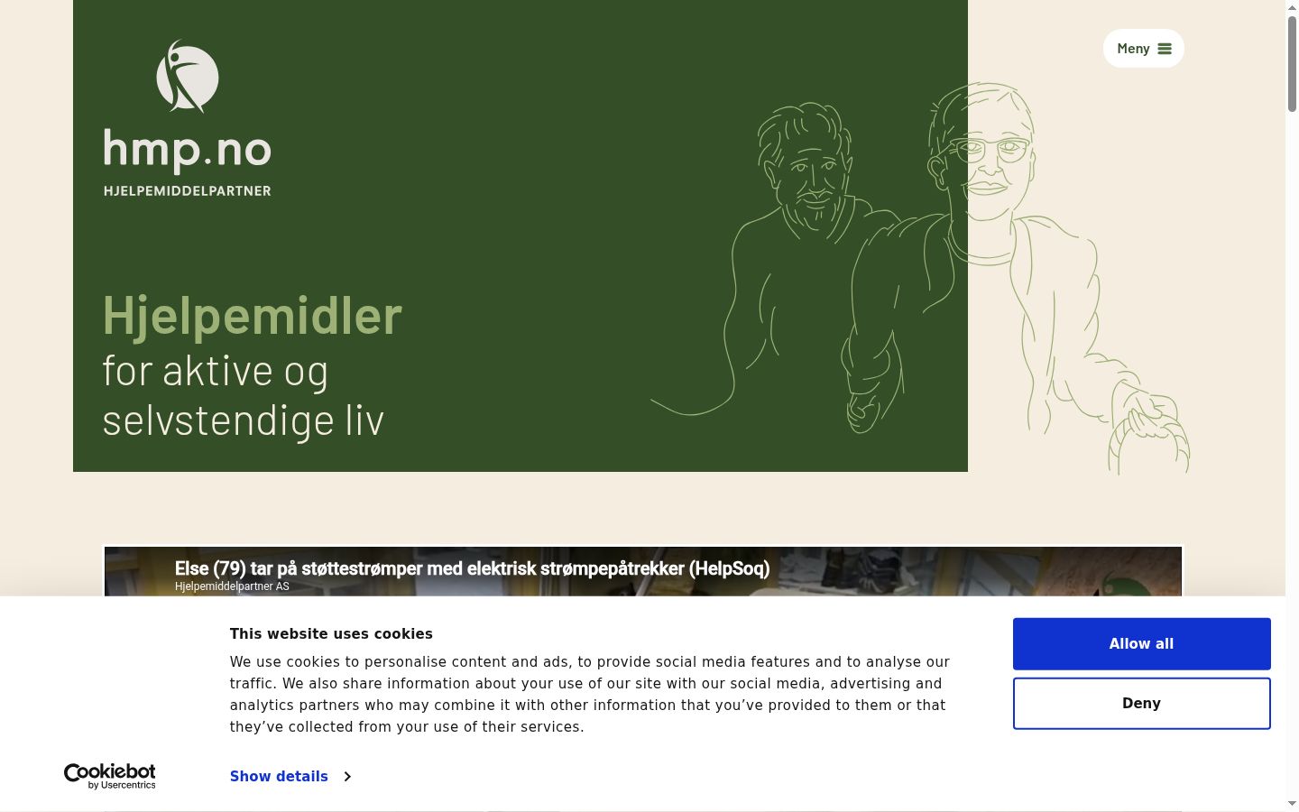 Skjermbilde av samtykkebanneret slik det vises før noen interaksjon