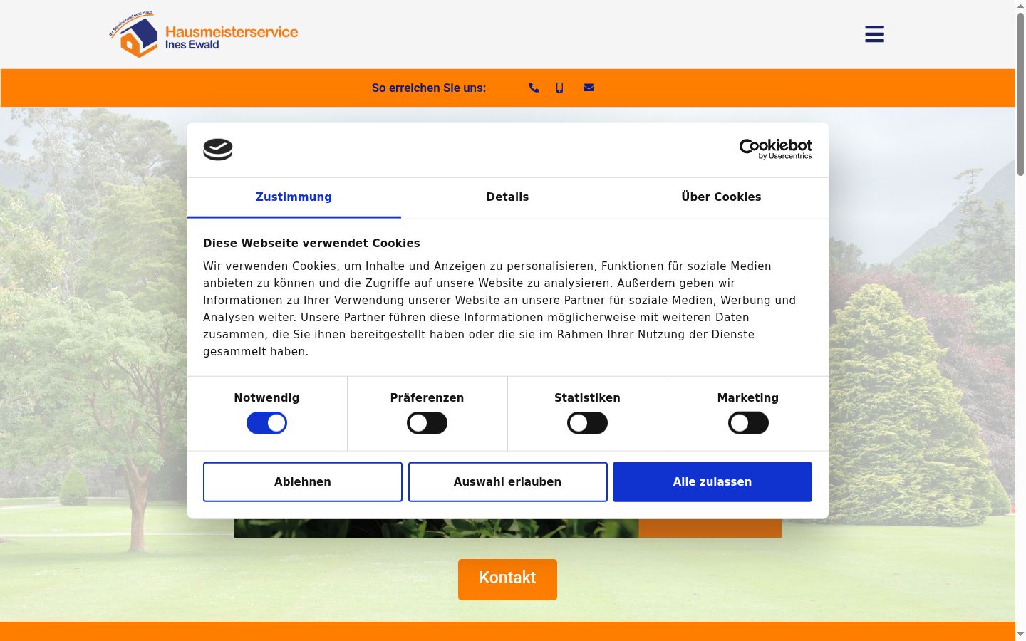 Captura de pantalla del banner de consentimiento mostrado antes de cualquier interacción
