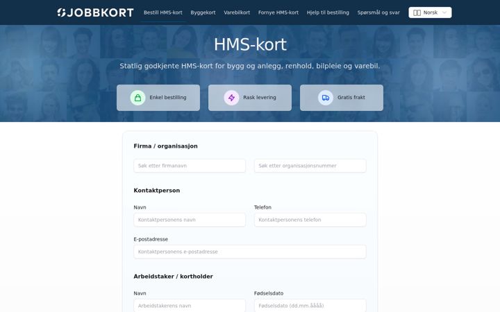 Screenshot of hms-kortet.no