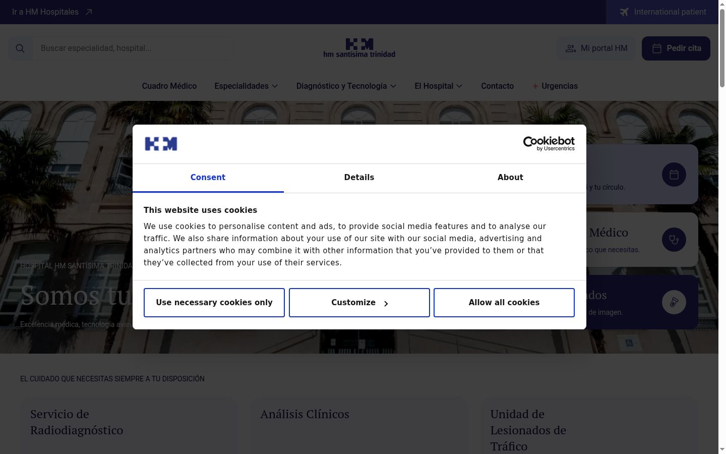 Screenshot of the consent banner shown before any interaction