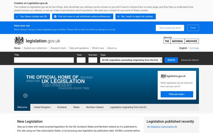 Screenshot of hmso.gov.uk