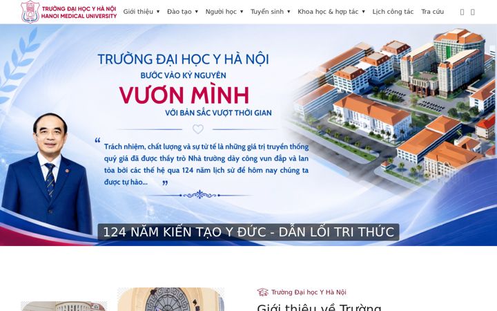 Ekrānuzņēmums no hmu.edu.vn