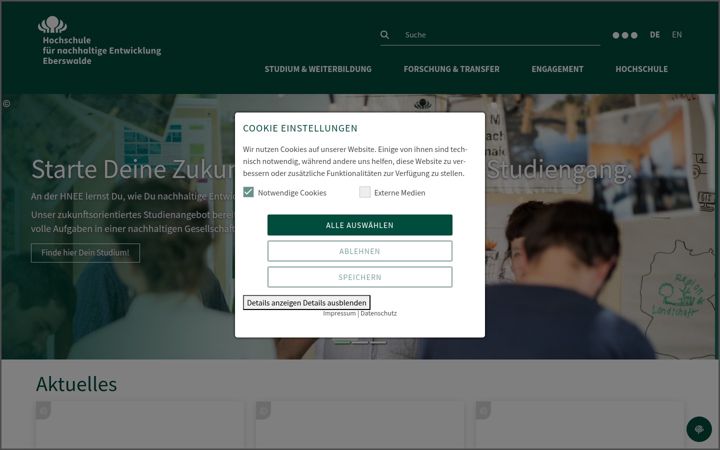Screenshot of hnee.de