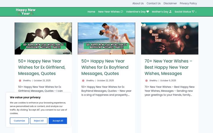 Screenshot of hnewyear.com