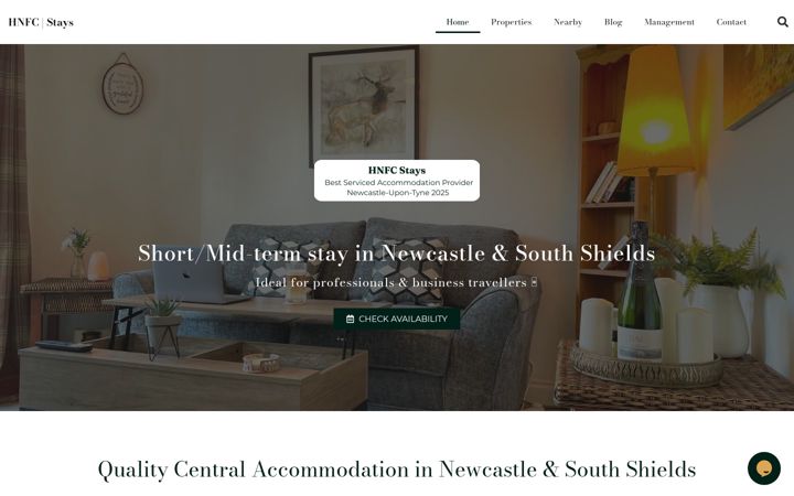 Screenshot of hnfc-stays.co.uk
