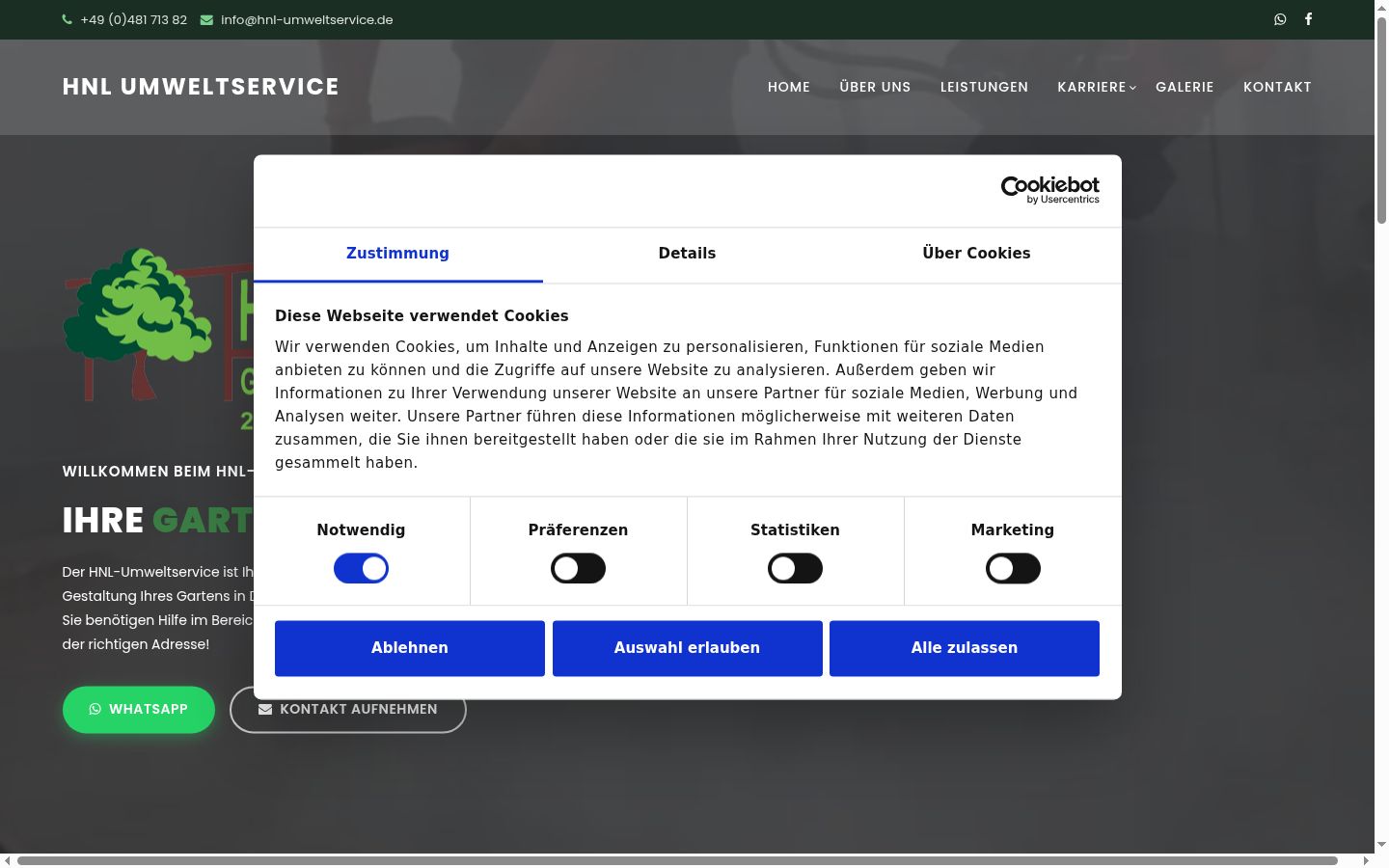 Screenshot of the consent banner shown before any interaction