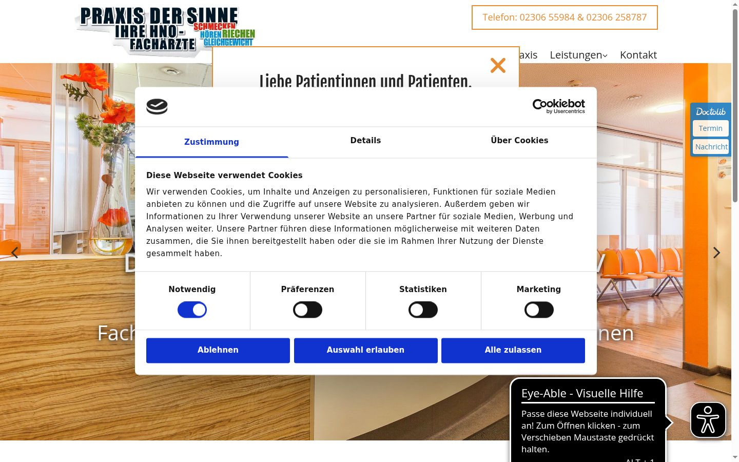 Screenshot del banner di consenso mostrato prima di qualsiasi interazione
