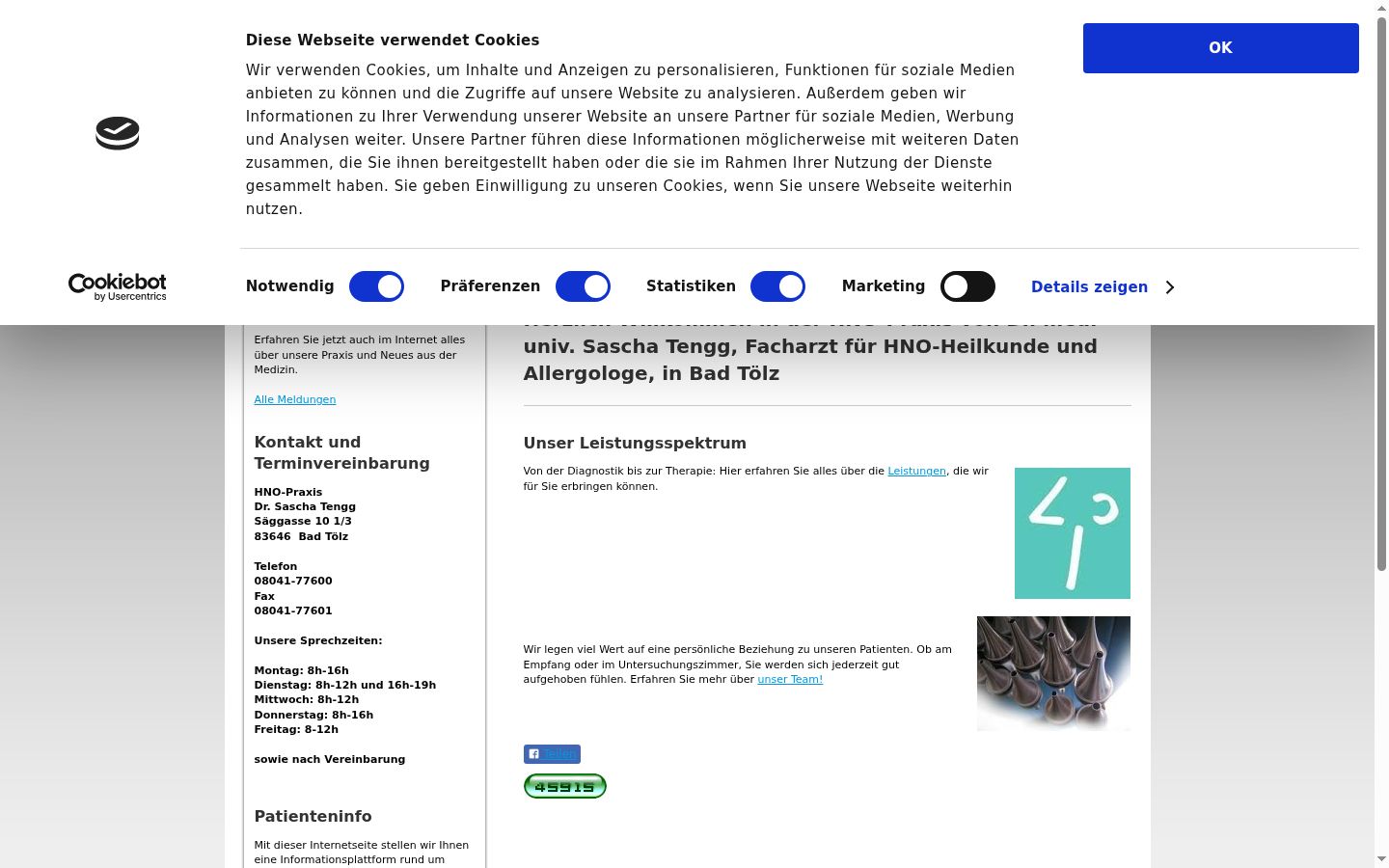Screenshot of the consent banner shown before any interaction