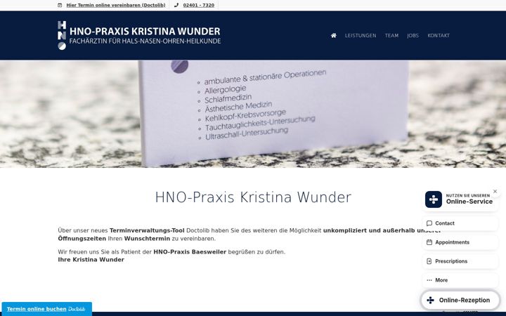 Screenshot of hno-baesweiler.de