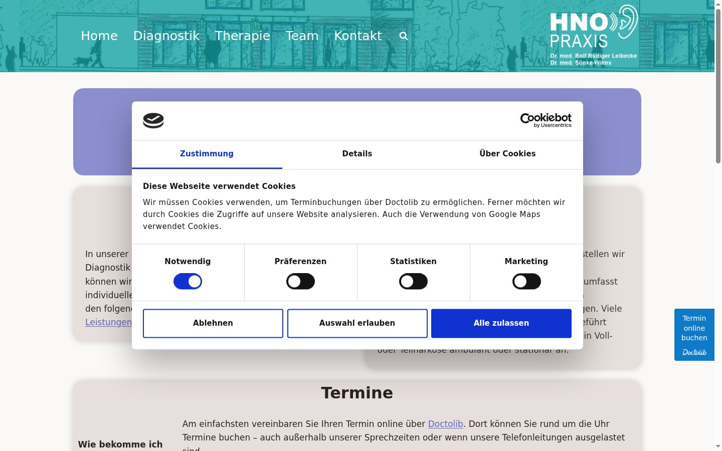 Screenshot of the consent banner shown before any interaction