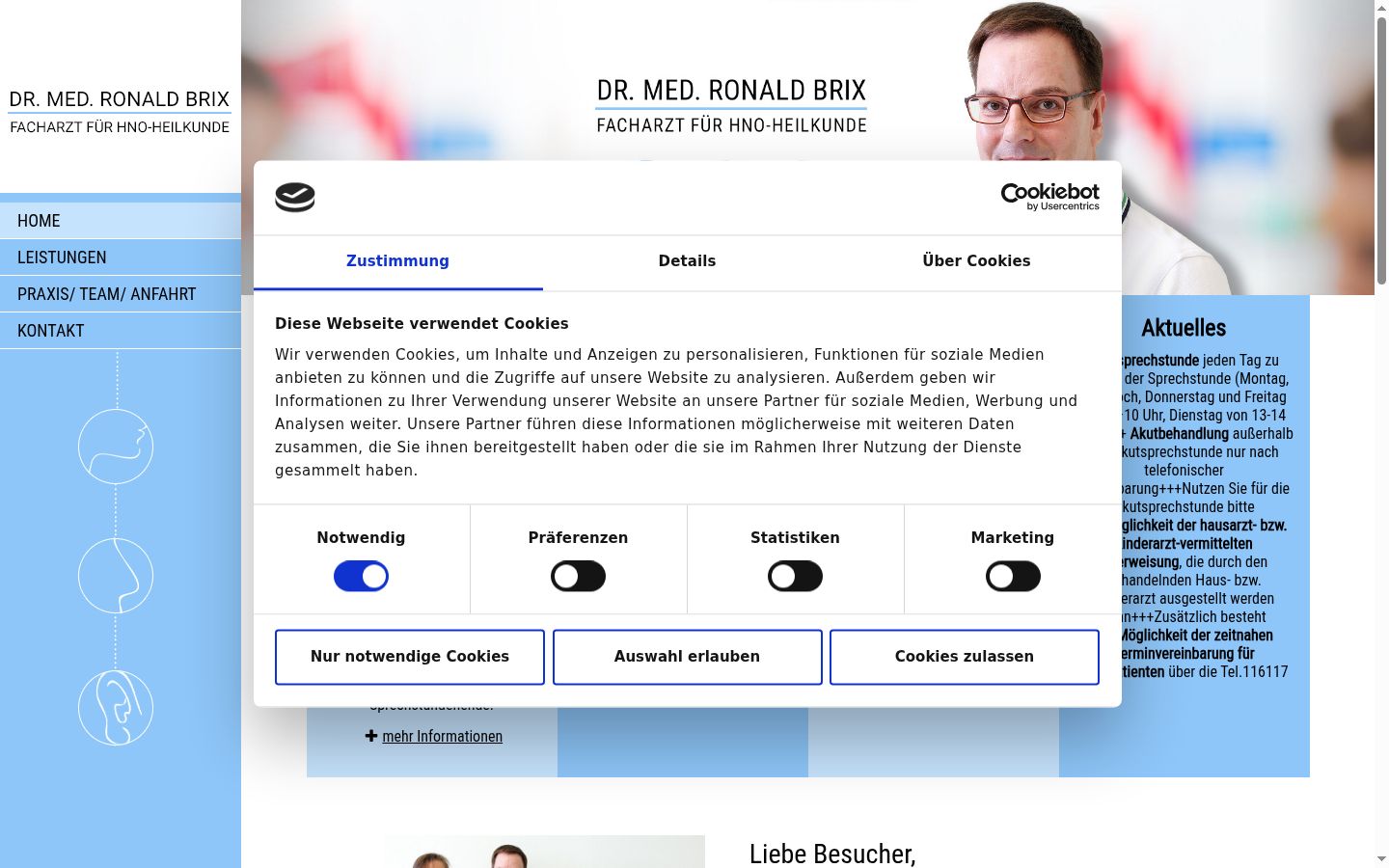 Capture d'écran de la bannière de consentement affichée avant toute interaction