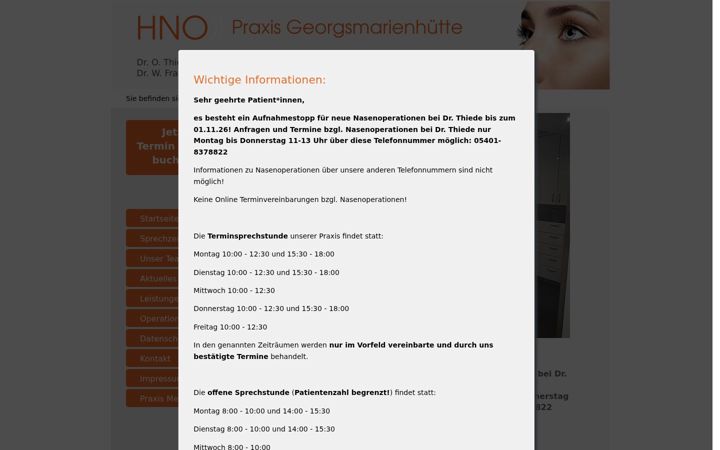 Screenshot of hno-gmhuette.de