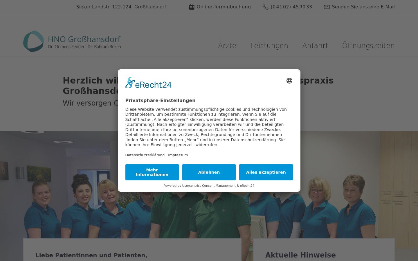 Screenshot of the consent banner shown before any interaction
