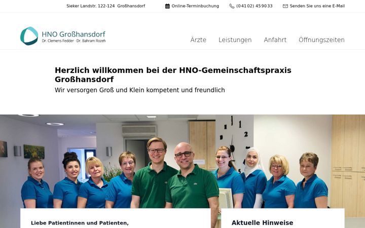 Screenshot of hno-grosshansdorf.de