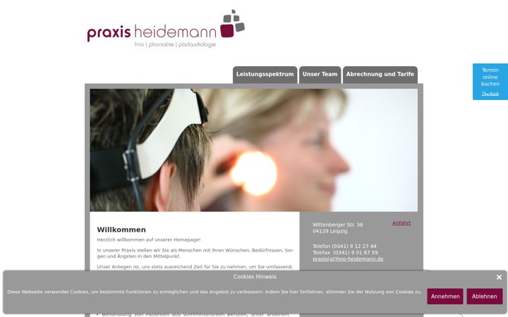Screenshot of hno-heidemann.de