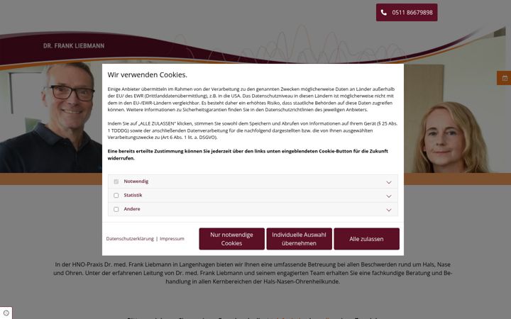 Screenshot of hno-langenhagen.de