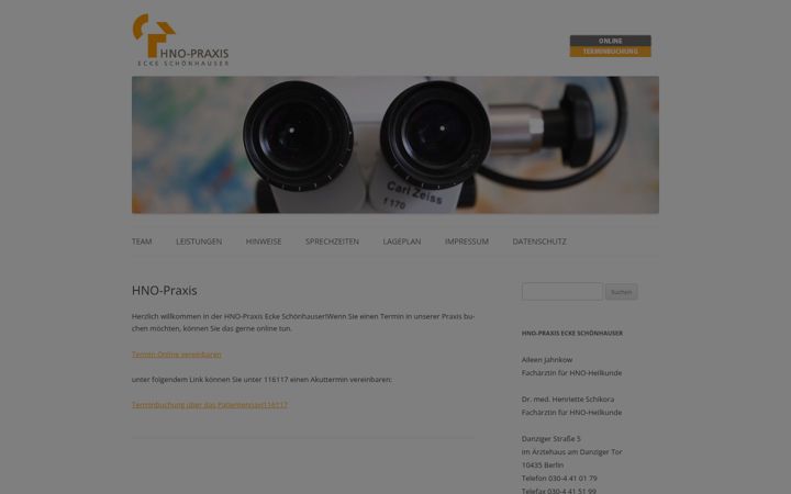 Screenshot of hno-praxis-berlin.com