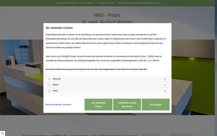 Screenshot of hno-praxis-dr-miethke-lehrte.de