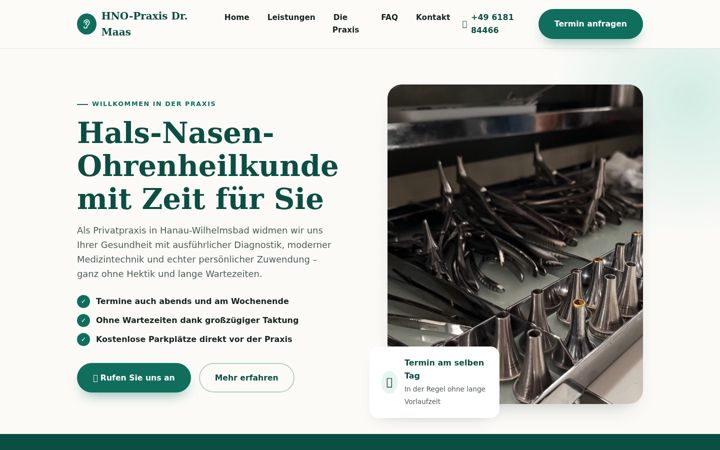 Screenshot of hno-praxis-hanau.de