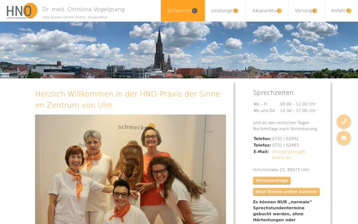 Screenshot of hno-vogelgsang-ulm.de