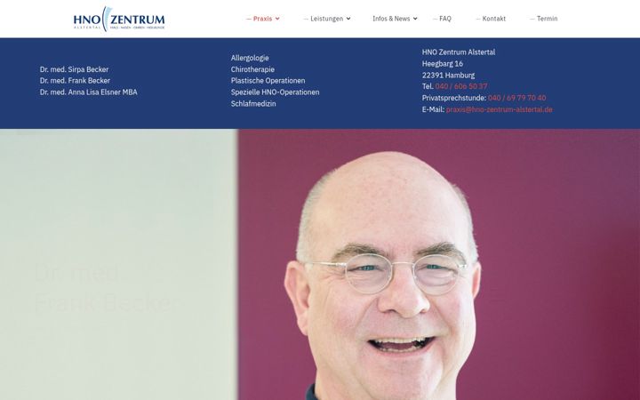 Screenshot of hno-zentrum-alstertal.de