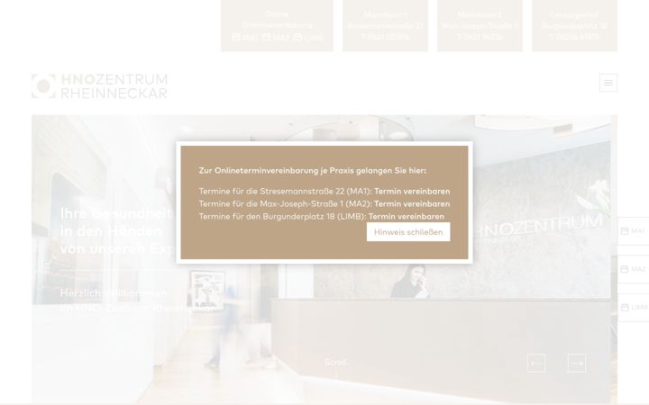 Screenshot of hno-zentrum-rheinneckar.de