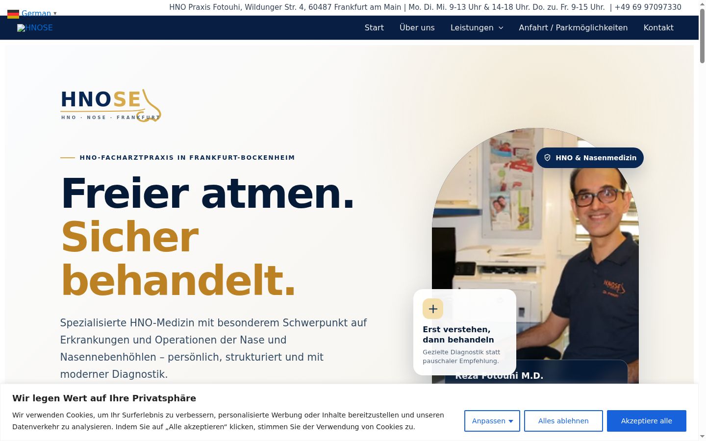 Screenshot del banner di consenso mostrato prima di qualsiasi interazione