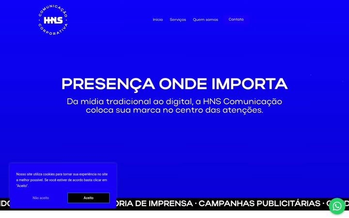 Screenshot of hnscomunicacao.com.br