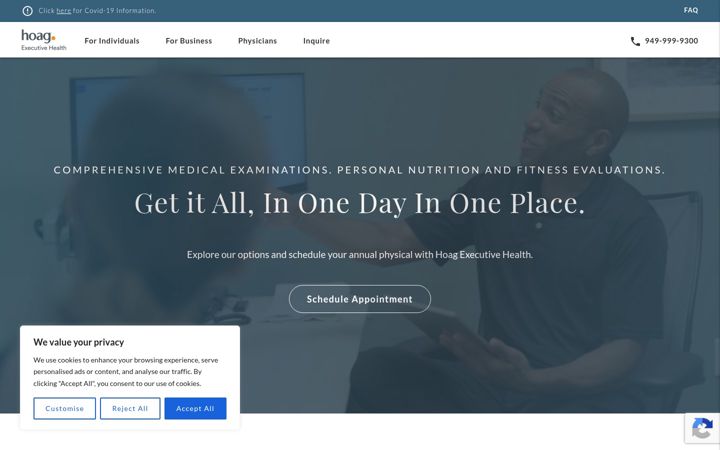 Screenshot of hoagexecutivehealth.com
