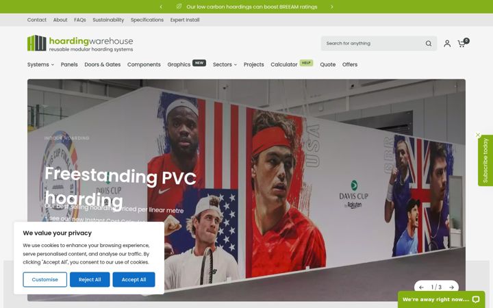 Screenshot of hoardingwarehouse.co.uk
