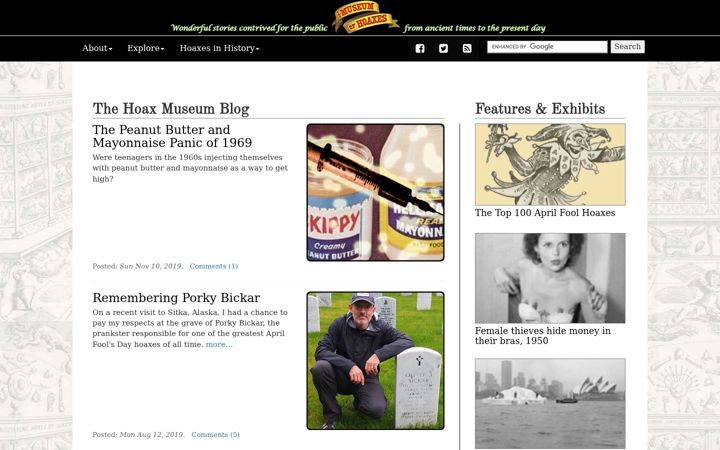 Screenshot von hoaxes.org